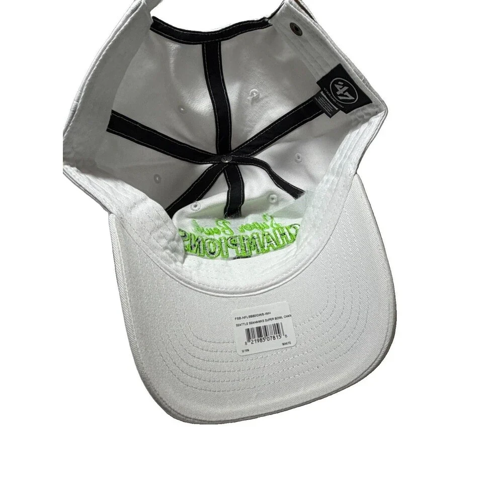 47 Brand Seahawks Super Bowl XLVIII 2025 Champions Women Clean Up Hat White NWT